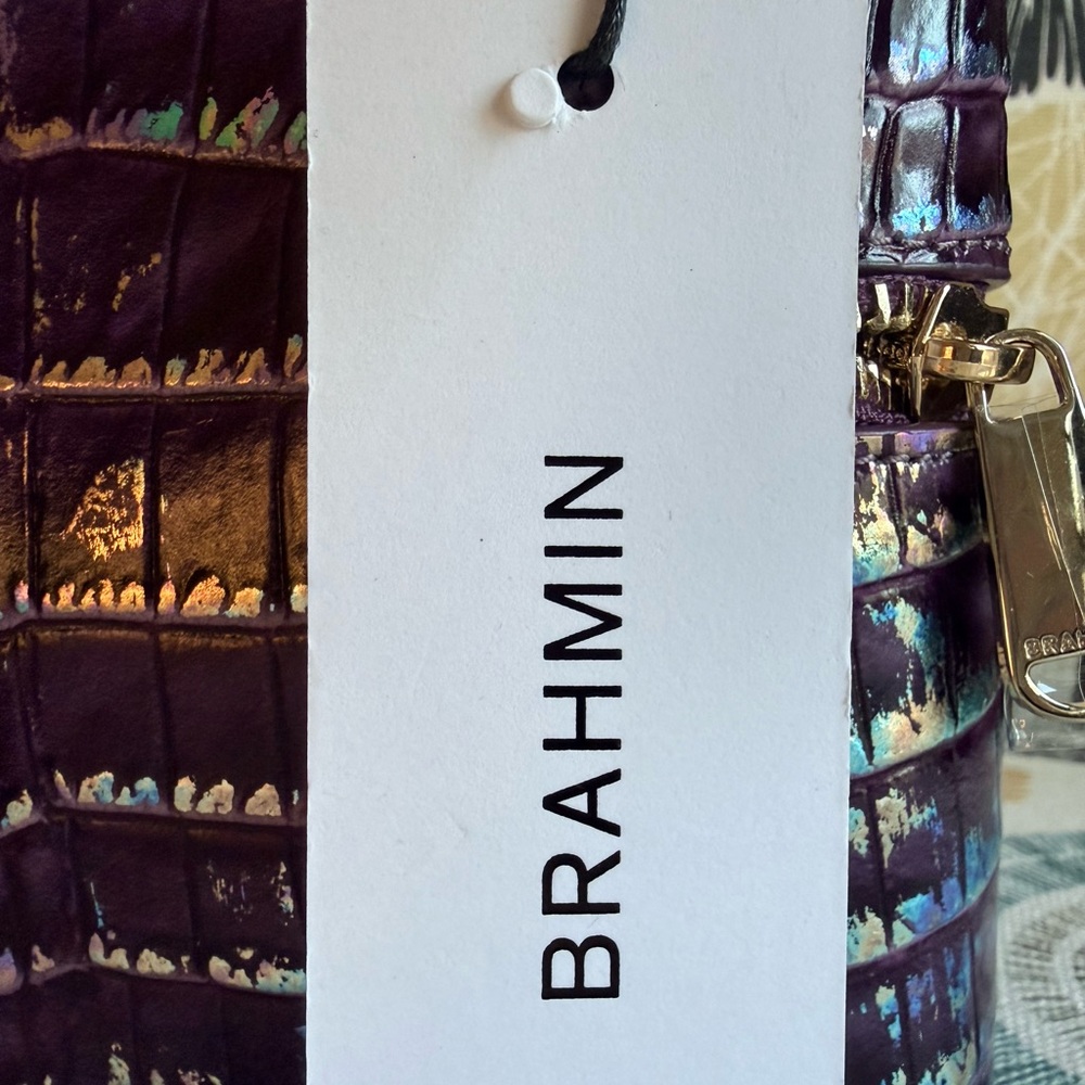 Brahmin Small Charmaine Passion Purple Iridescent Purple Cosmetic Case NWT - Picture 8 of 12
